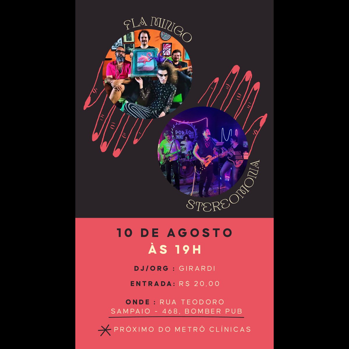Flamingoglam's tweet photo. BORAAAAAAAAA !🔥

Próximo dia 10 de agosto ( sábado) vai ter show da Fla Mingo + Stereomona ( @stereomona.banda ) .
No Bomber Pub ( @bomberpub ), 
A partir das 19h / R$ 20,00
Pertinho do Metrô clínicas 😘

IMPERDÍVEL 🤩

❤ Obrigado @daybonfim por mais essa arte incrível! https://t.co/YnMFrhPdT1
