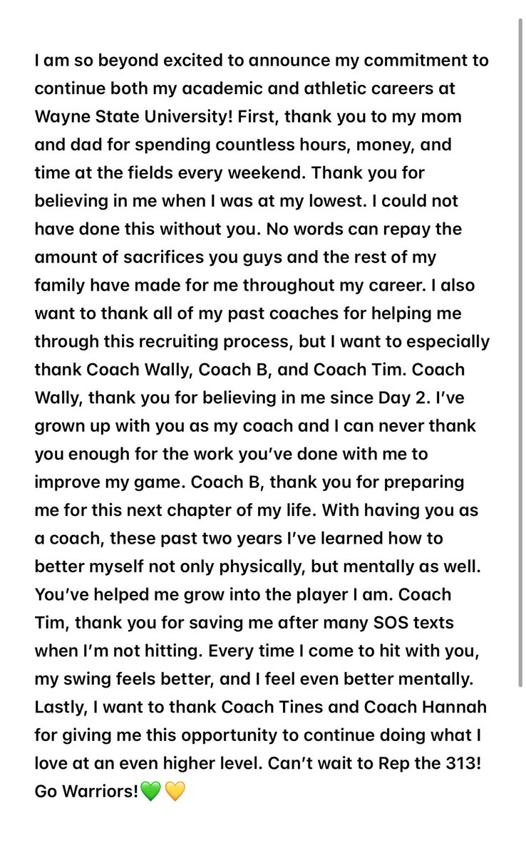 #Committed #Repthe313💚💛  <a href="/WayneStateSB/">Wayne State Softball</a> <a href="/TexasGloryMW07/">Texas Glory Midwest - 07 Beyster/Filipiak</a> <a href="/CoachBeyster/">Tarrah Beyster</a>  <a href="/CoachWall_E/">Coach Wall E. Filipiak</a> <a href="/CoachTimK/">Tim Klonica</a> <a href="/CollegeBDJocks/">College Bound Jocks</a>