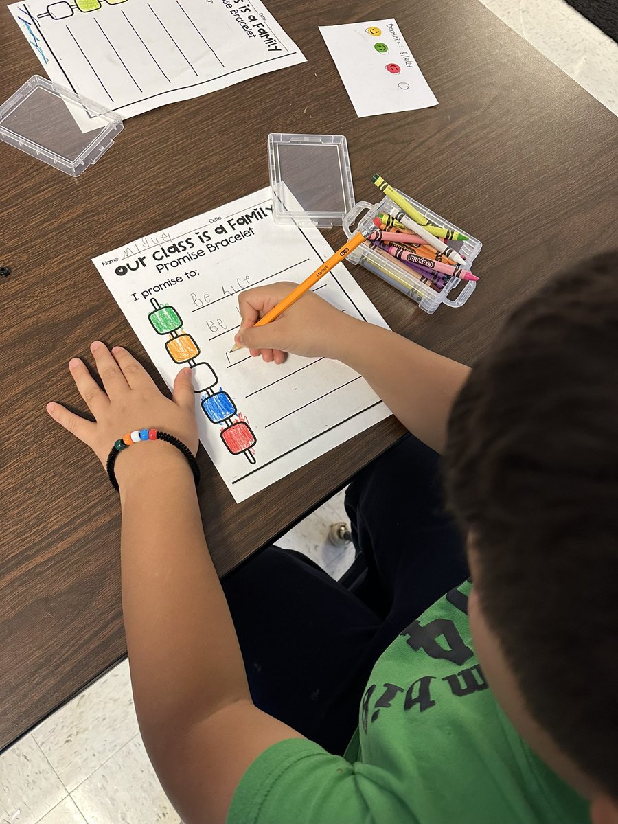 Day 1 &amp; 2 ✅ We read Alma and the Worry Stone, learned the power of “slaying” our negative thoughts, and emotions  and painted our own worry stones. 
We read Our Class is a Family. We made some class promises and made bracelets to help remind us of our promises!! 
#2ndGrade