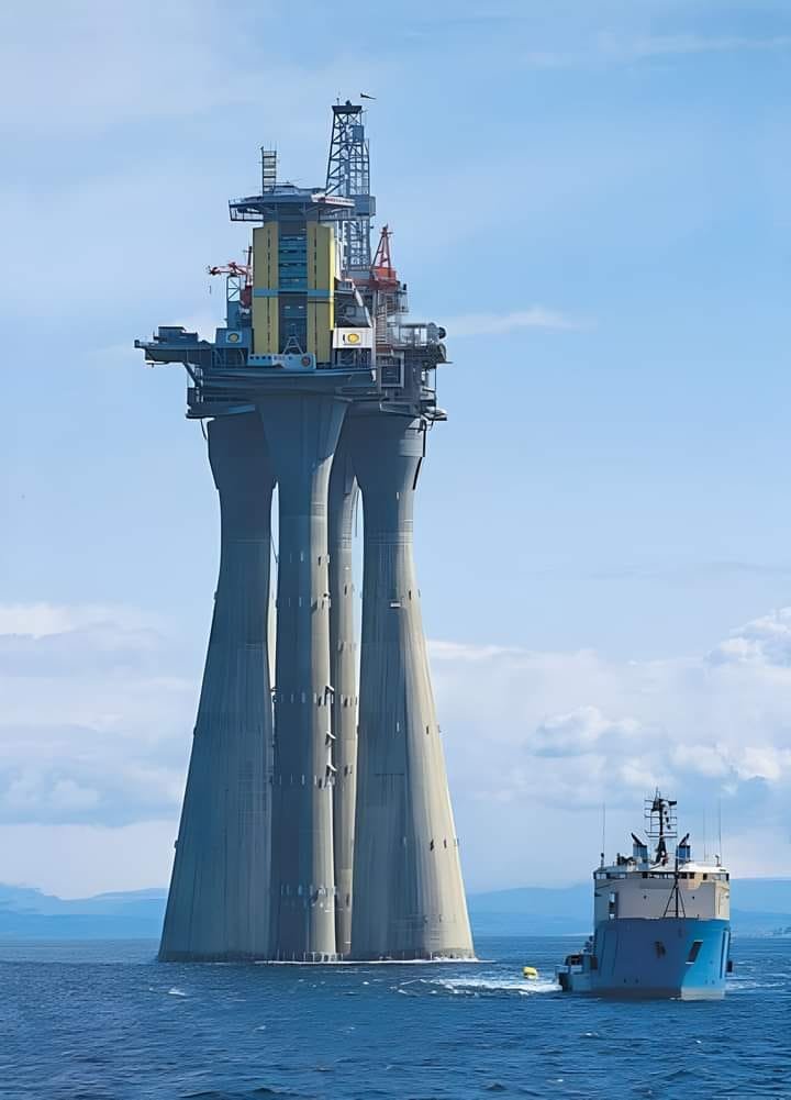 LunaGitana0333's tweet photo. La Plataforma Marina Troll A:
Así luce una plataforma petrolera antes de ser sumergida en el océano. 
El objeto más grande del mundo es de concreto.
Maravillas de la ingeniería. 
El objeto que ostenta el récord de ser el más grande del mundo está construido con concreto, se trata de la plataforma marina  Troll A, la cual extrae gas en el mar del Norte.
Es propiedad de Shell Oil y es el objeto más pesado que se ha trasladado por el agua desde dónde se construyó, en la costa, hasta su ubicación definitiva en el mar.
Se terminó en 1991 y fue desplazado por 10 barcos durante varios días. Pesa 1´050,000 toneladas y para su construcción se utilizaron 245,000 metros cúbicos de concreto y aproximadamente 100, 000 toneladas de acero reforzado.
El Troll A del Mar del Norte está localizado a 80 kilómetros mar adentro al noroeste de Bergen, Noruega. La plataforma es la más grande jamás trasladada, con 683.600 toneladas de peso y 472 metros de altura4. El Troll A pertenece a las gravity base foundations, es decir, se apoya en el fondo marino gracias a su peso. La construcción de la plataforma tuvo un costo de 650 millones de dólares de la época.
La plataforma Troll A es un hito en la ingeniería y ha establecido varios récords en el libro Guinness. En 1996, estableció la marca como la mayor plataforma petrolífera del mundo, récord que perdió en favor de la plataforma Petronius. En 2006, la cantante Katie Melua celebró un concierto en su base, estableciendo el récord como el concierto celebrado a más profundidad bajo el agua, a 303 metros bajo el nivel del mar.
 Ha contribuido al desarrollo económico de Noruega, ya que el país es uno de los mayores exportadores de gas natural del mundo. Además, la plataforma ha ayudado a reducir las emisiones de dióxido de carbono y mejorar la calidad del aire, ya que el gas natural es una alternativa limpia en comparación con el carbón o el diésel.
La tecnología utilizada en la construcción y operación de la plataforma Troll A ha sido revolucionaria. Shell ha desarrollado una tecnología para producir, licuar, almacenar y descargar gas en transportadores de gas natural licuado en el mar (FLNG). Estas avanzadas tecnologías permiten acceder a campos de gas natural remotos y atender campos mayores mediante diversas instalaciones de FLNG.
El impacto ambiental de la plataforma ha sido minimizado gracias a la perforación direccional, que ha jugado un papel vital en el acceso al campo Troll y al mismo tiempo ha reducido el impacto ambiental. Las herramientas de perforación direccional proporcionan datos en tiempo real para guiar el proceso de perforación, asegurando una ubicación precisa del pozo.
En resumen, el Troll A del Mar del Norte es una plataforma de extracción de gas natural de Shell que ha contribuido al desarrollo económico de Noruega y ha ayudado a reducir las emisiones de dióxido de carbono y mejorar la calidad del aire. La tecnología utilizada en su construcción y operación ha sido revolucionaria y ha minimizado el impacto ambiental.