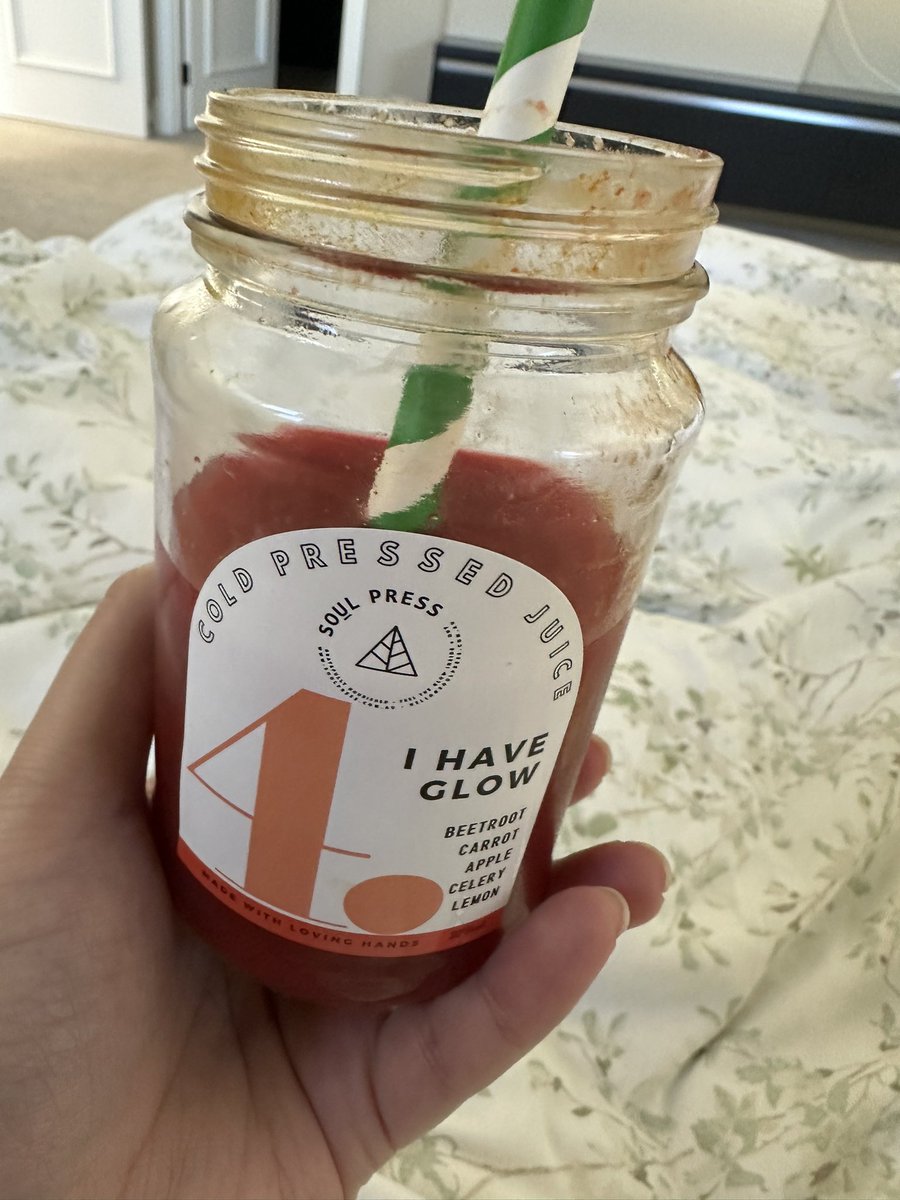 Drinking putrid beetroot juice for my first ivf embryo transfer cycle. 2 egg collections done hopefully will be successful