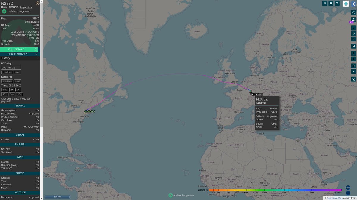 steffanwatkins's tweet photo. 🇺🇸🕵️ Spook bizjet N288Z #A2EDF2 started and ended their trip at New York Stewart International Airport #KSWF.
That's interesting to me, because I can check for other mysterious aircraft flying to/from there in the future (or in the past). https://t.co/nUvTNzdnkG