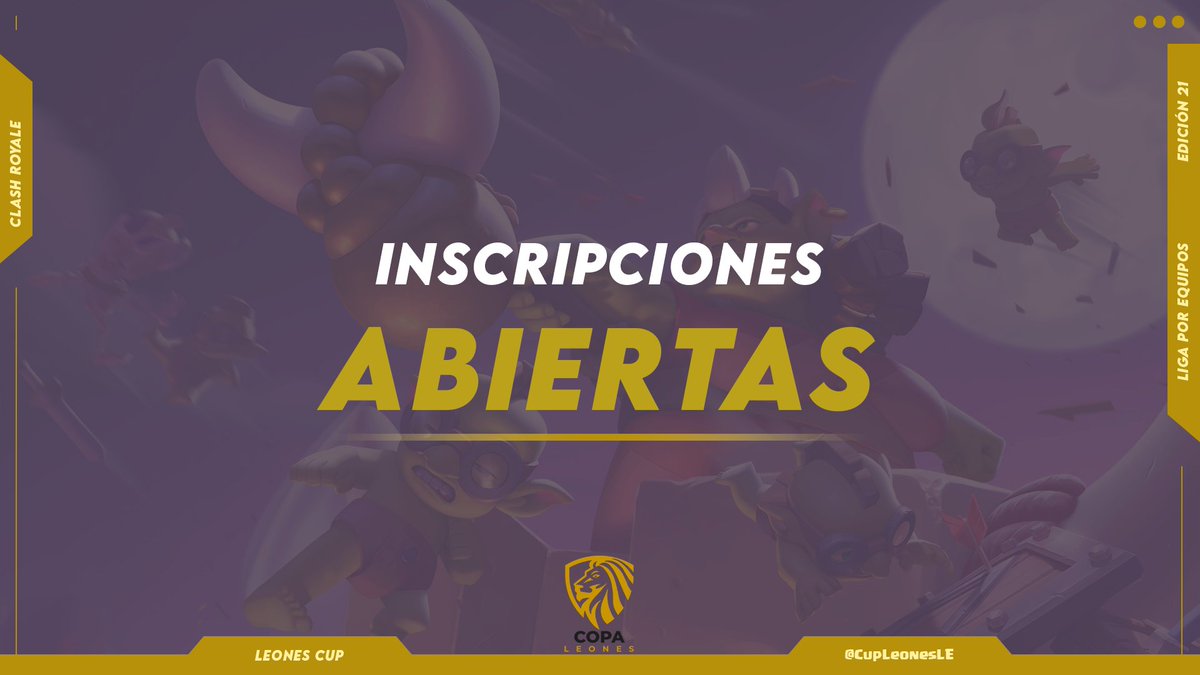 Leones Cup (@cupleonesle) on Twitter photo #ClashRoyale
Abrimos Inscripciones para la Edicion 21!!!
Requisitos:
* Seguirnos
* Seguir a <a href="/pedrodanielvega/">pedro daniel vega</a>
* Dar RT y FAV
* Etiquetar 3 Equipos y Conseguir 3 RTS
Pruebas en el servidor de discord:
discord.gg/bvhz8xhB #ClashRoyale
Abrimos Inscripciones para la Edicion 21!!!
Requisitos:
* Seguirnos
* Seguir a <a href="/pedrodanielvega/">pedro daniel vega</a>
* Dar RT y FAV
* Etiquetar 3 Equipos y Conseguir 3 RTS
Pruebas en el servidor de discord:
discord.gg/bvhz8xhB