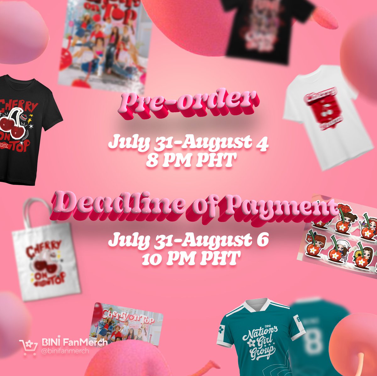 BINI FANMERCH (@binifanmerch) on Twitter photo Good morning, Blooms!
Reminding everyone that today is the last day to place your orders until 10PM.
Just visit
🍒: tinyurl.com/BINIfanmerchLo…
#BINIfanmerch <a href="/TEAMBLOOMPH/">BLOOM PHILIPPINES</a> Good morning, Blooms!
Reminding everyone that today is the last day to place your orders until 10PM.
Just visit
🍒: tinyurl.com/BINIfanmerchLo…
#BINIfanmerch <a href="/TEAMBLOOMPH/">BLOOM PHILIPPINES</a>