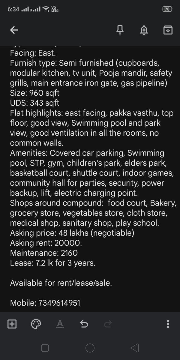 We are moving out of Bangalore and would like to give my 2bhk for rent/lease/sell @ 20000/7.2lk (3years)/48 lakhs negotiable. 3.5 years old. If anybody interested please contact me. Below are the details.
SNR Verity apartment,Sarjapur, 2 bhk, East facing
#sarjapur #resale #rent