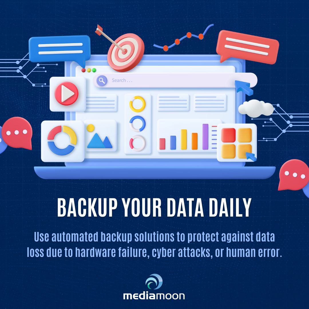 MediaMoonLLC's tweet image. Use automated backup solutions to protect against data loss due to hardware failure, cyber attacks, or human error.
#DataBackup #BackupSolution #DataProtection #BusinessContinuity #CloudBackup #BackupStrategy #DataSecurity #SmallBizTips #BackupAndRecovery #ITStrategy
