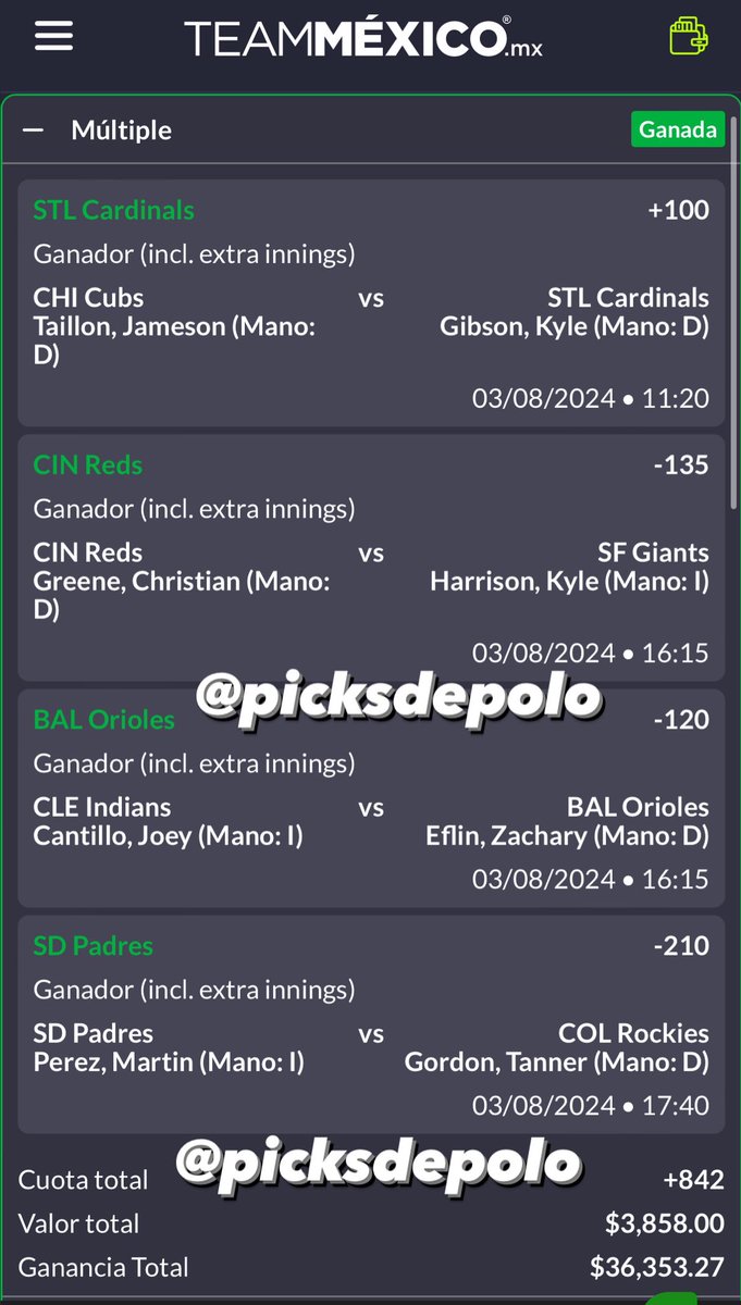 PARLAY +845 COBRADO ✅

Se van $1,000 entre los comentarios y RT entre 2 seguidores, $500 c/u ‼️

Mañana anuncio a los dos ganadores, obviamente tiene que estarme siguiendo.  

LO HICIMOS UNA VEZ MÁS +36k, LOS QUIERO MUCHOOOOOOOO 🐐❤️