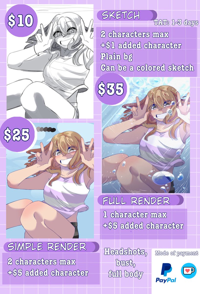 alrin_e's tweet image. ‼️‼️ Commissions open ‼️‼️
Estimated finish time is 1-3 days depending on your spot in the queue.
More info over at my carrd