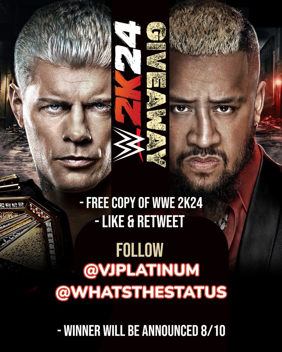 NEW! #SummerSlam  Collaboration Giveaway for 1 #WWE2K24 Copy!  

★ Heres how to participate!  

● RT &amp; Like This Tweet 
● Follow <a href="/WhatsTheStatus/">𝕾𝖙𝖆𝖙𝖚𝖘™</a> 
● Follow <a href="/Vjplatinum/">RaSaan Harris #WWE2K26</a> 
● Tag a friend in the replies for an extra entry!  

★ Winner will be chosen August 10