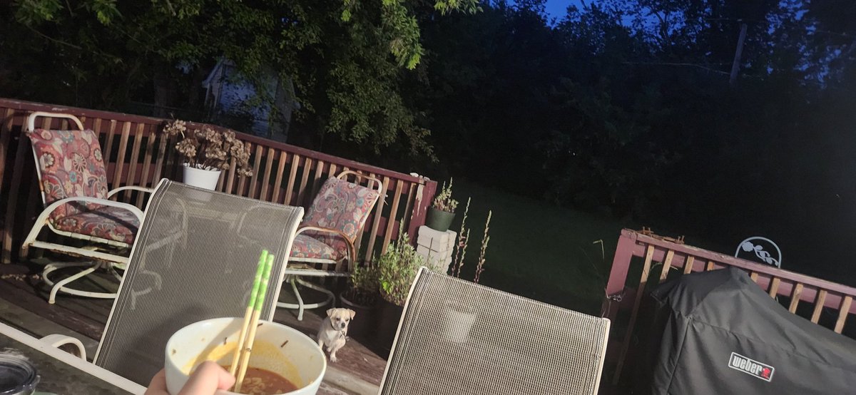 orcabutch's tweet photo. enjoying a nice bowl of ramen on my #backporch https://t.co/soTXiCuoFO