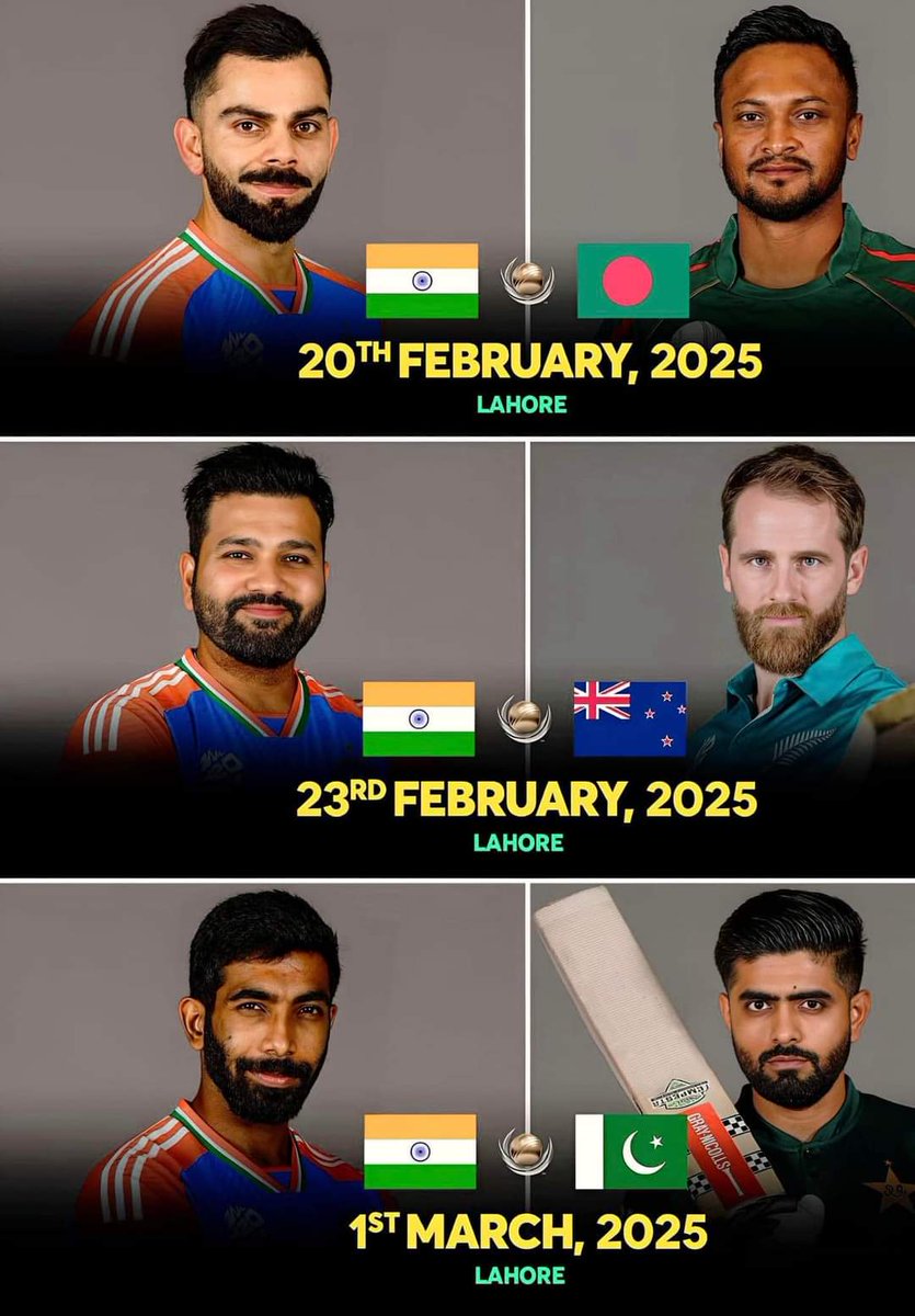 ROHITKA20369102's tweet photo. 🚨BREAKING: India’s likely Schedule for Champions Trophy 2025!🇮🇳🏆
#IndianCricketTeam #Explore #T20WorldCup #RohitSharma #JaspritBumrah #ViratKohli #Playb https://t.co/VEYWwDiyXr