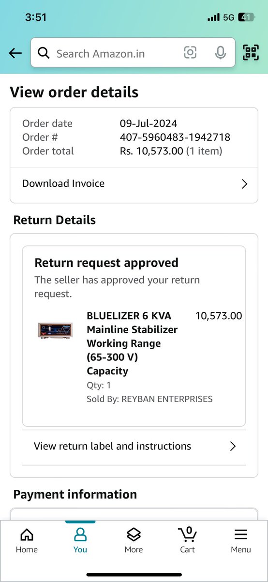 thepremjakhar's tweet photo. Feeling extremely frustrated with @amazonIN! Returned a faulty voltage stabilizer (Order ID: 407-5960483-1942718), and now they claim I sent a different product. Been a loyal customer for 7 years, but this experience is making me reconsider. #AmazonIndia @jagograhakjago https://t.co/GbosclRkYr