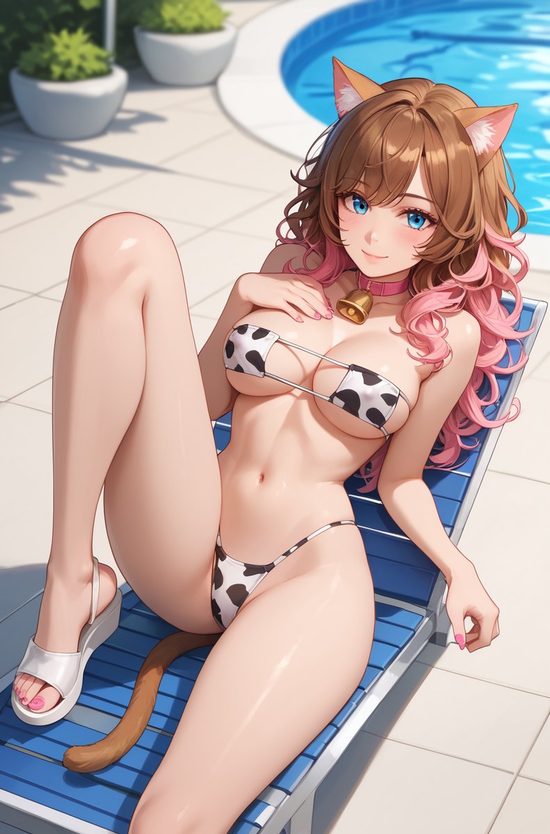 NyanAIOfficial's tweet photo. #AI #AIgirl #rule34 #r34 #Hentai #2d #sandals #feet #foot #cowkini #pool #brownhair #pinkhighlights #catgirl #sexy

🤪 Mess Around Saturday 🤪

Wanted to try a strawberry shortcake theme in one of my favorite outfits a skimpy 🐄 cowkini 👙 please enjoy her! I wanted to try the eye-patch version so please commit if you like it or not. There might be a Late Night Naughty post not fully sure yet!!

💖 Have fun and get some good rest! You deserve it! 💖