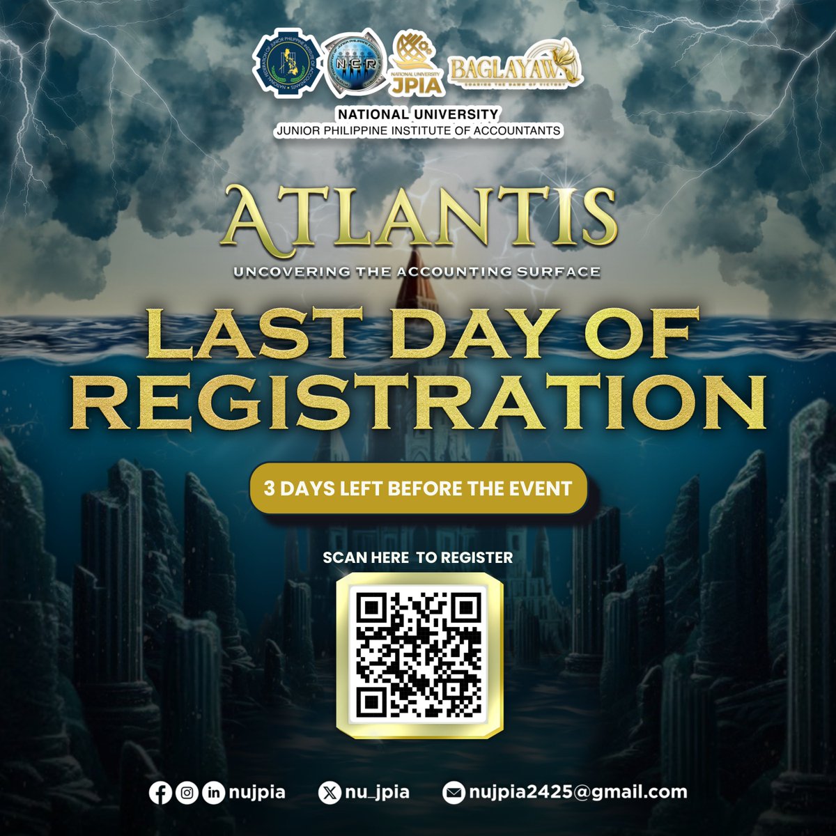 nu_jpia's tweet photo. 🌊🐠 Discover a Sea of Accounting!🌊🐚

This is your final chance to secure a spot in our captivating two-day session that promises to enrich your knowledge and refine your skills.

Register now on the link below or you may scan the QR Code provided!
https://t.co/za0L3KEhbZ https://t.co/JI4ex2zLxf