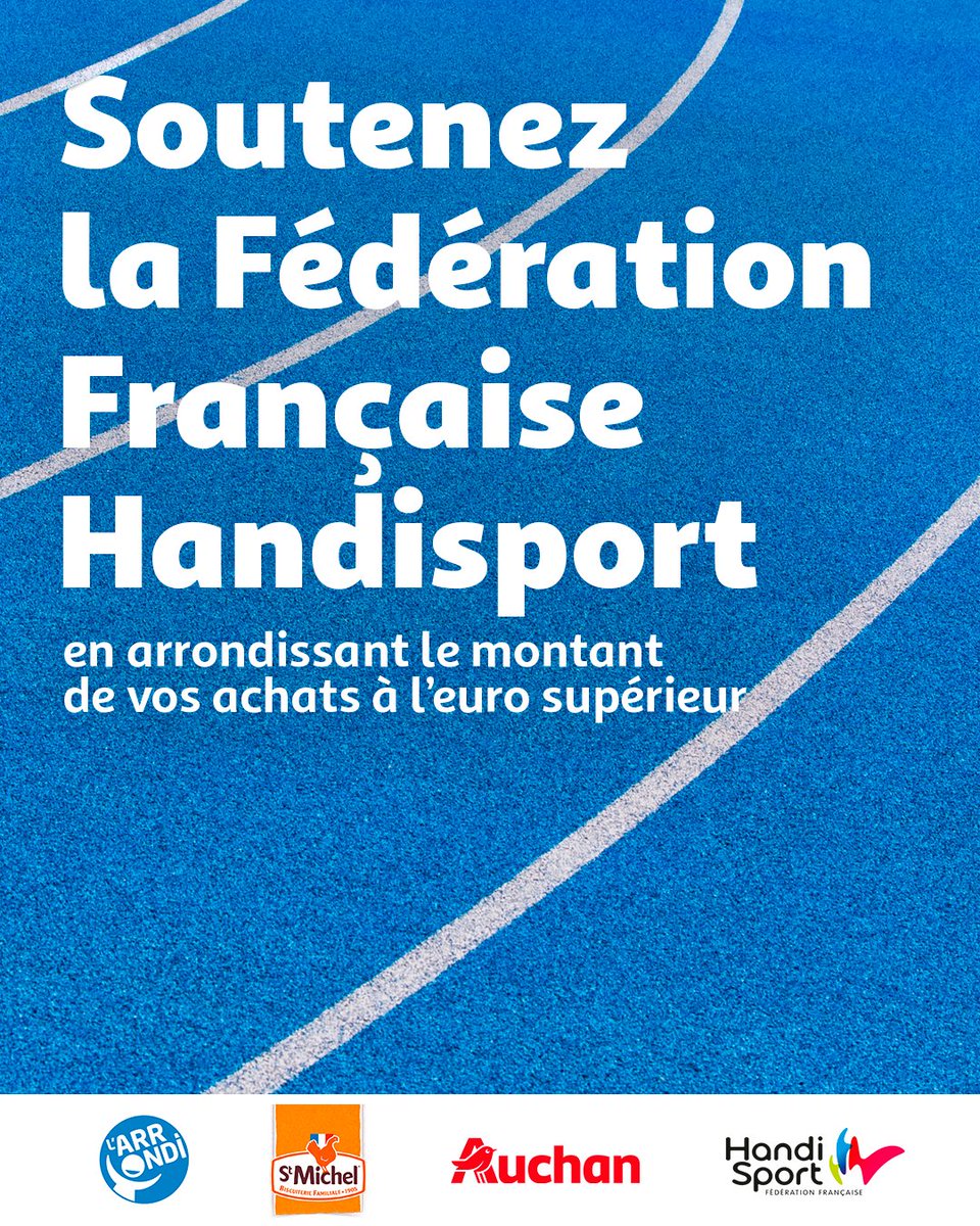 Du 24 juillet au 4 Août, soutenez la Fédération Française Handisport, qui milite pour l’accès au sport de jeunes en situation de handicap.

Pour cela, arrondissez à l’euro supérieur lors de vos passages en caisse ❤️

#Auchan <a href="/FFHandisport/">FFHandisport</a>