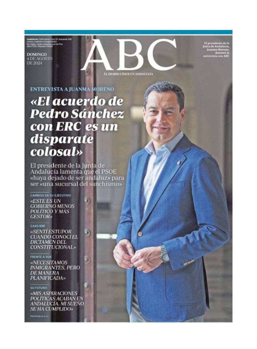 Privilegiar a unos territorios sobre otros para seguir en el poder es un disparate. Lo que está haciendo Sánchez no es ni progresista ni razonable.

No es capaz de hacer una consulta a sus militantes en el conjunto de España.

Entrevista en <a href="/abc_es/">ABC.es</a>: abc.es/espana/andaluc…