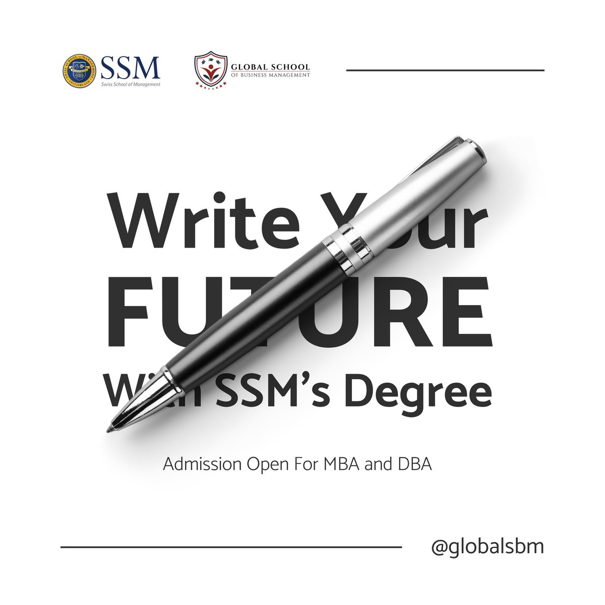 Write your future with SSM's Degree.

Join our MBA and Doctoral programs.

Apply Now: globalsbm.org