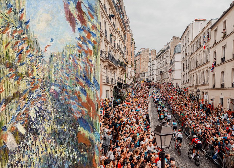 stoipa's tweet photo. « La Rue Montorgueil » de Claude Monet en 1878 ! « La Rue Remco Evenepoel »  des @jeuxolympiques
 2024 !
  🇫🇷📷#Paris2024📷 #JO2024 #Evenepoel https://t.co/X7V8MKFpEx
