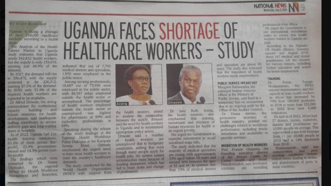 HonSebastianm's tweet photo. Uganda faces shortage of healthcare workers -study:
@MinofHealthUG , @JaneRuth_Aceng @Parliament_Ug , we can bridge the gap by interns deployment!
#DeployAllMedicallnterns https://t.co/13QGmwzCE6