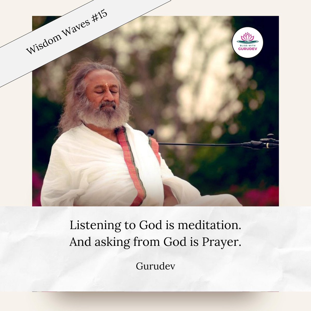 Listening to God is meditation. And asking from God is Prayer. - #Gurudev

#Meditation #DivineLove