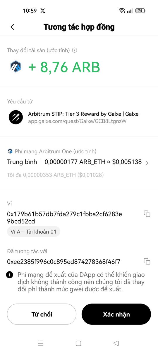 HunhVnnh9's tweet photo. #Abitrum #ARB aidrop minh bแบกch cรฒn #Zkscam #LayerZero #Starknet #Layer3 (lแป 3) lรต
๐AE Ai cรณ tham gia chiแบฟn dแปch dแปch Arbitrum x Galxe - Tham gia vร o Quแปน giแบฃi thฦฐแปng Arbitrum cแปงa Galxe thรฌ check claim ๐ Hรบp token ARB (tier 3 nhรฉ)
๐ Link check vร Claim :https://t.co/fOpHhkGLuf
๐ ฤแปu kiแปn Claim : Ngฦฐแปi dรนng Galxe ฤรฃ thแปฑc hiแปn giao dแปch Arbitrum thรดng qua Galxe trong quรก khแปฉ cรณ cฦก hแปi tham gia vร o cรกc chiแบฟn dแปch xแป sแป dฦฐแปi ฤรขy ฤแป phรขn phแปi token ARB tแปซ chฦฐฦกng trรฌnh Arbitrum STIP
1 TX = 8 ARB
10 TX = 18 ARB
100 TX = 80 ARB