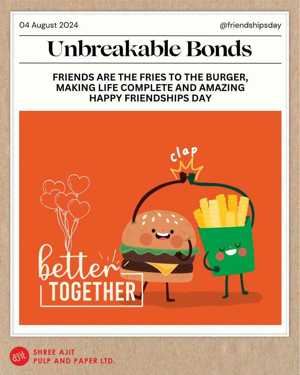 ShreeAjitVapi's tweet photo. #FriendshipDay

High Tensile &amp; Tear | Export Quality | 40-300 GSM &amp; 20-40 BF | Natural &amp; Ajit Gold Shade | Maintaining Global Quality Standards Since 1997

#KraftPaperManufacturer #Multilayer #Testliner #FSCcertified #NaturalShade #AjitGoldShade #TrustInConsistency https://t.co/ki991iW3Oo