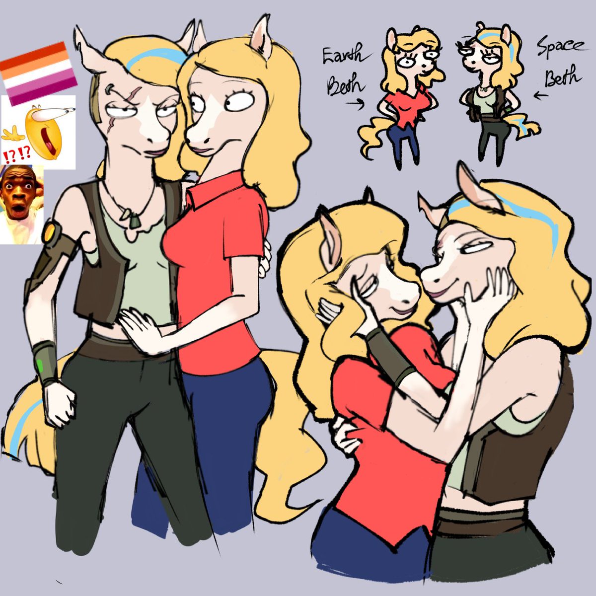 Hazelgoat13's tweet image. I wanna try draw lesbian but version horse or in other words she loves herself hjajsjakaksjka #bethsmith #bethspace #rickAndMorty #fanart #lesbian #furryart #furryhorse #art