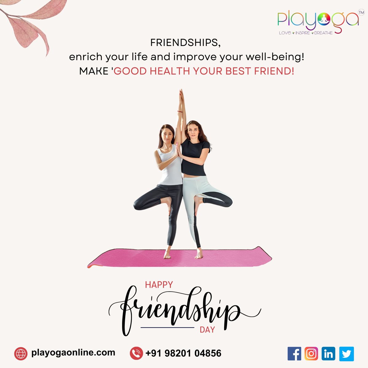 Playogaonline's tweet image. Happy Friendship Day to all my amazing friends out there! 🎉 Let's cherish the beautiful bond we share. #FriendshipDay #BFFs #FriendshipMessages #Playoga #Playogaonline