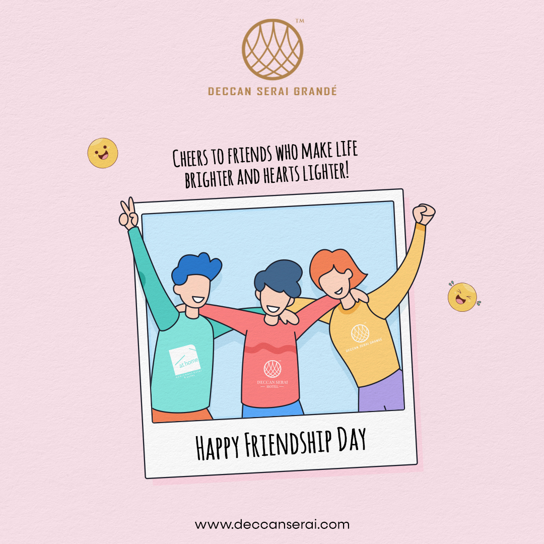 deccan_serai's tweet photo. Happy Friendship Day from Deccan Serai Grande! Cheers to friends who make life brighter and hearts lighter. Celebrate the joy of friendship with us.

Visit our website: https://t.co/nXmQkJsCyU
Call us at: +91 97010 06789

#DeccanSeraiGrande #Hyderabad #FriendshipDay https://t.co/P4jSZi73XY