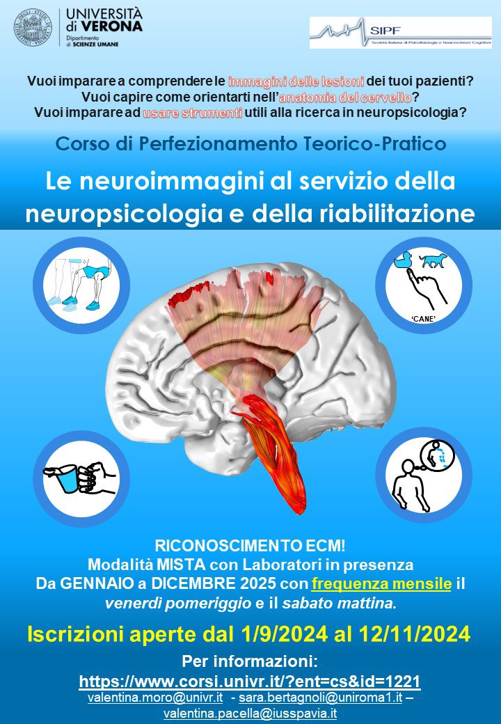 NPSY-Lab.VR (@npsyvr) on Twitter photo Felici di proporre per la #ricerca e per la #riabilitazione: corso teorico pratico con #ECM per comprendere le #neuroimmagini e i correlati anatomici delle lesioni <a href="/UniVerona/">Università di Verona</a> —> corsi.univr.it/?ent=cs&id=1221 scrivi per info <a href="/ValeMoroUnivr/">Valentina Moro</a> <a href="/valepacella/">Valentina Pacella</a> <a href="/bertagnoli_sara/">Sara Bertagnoli</a> #SIPF Felici di proporre per la #ricerca e per la #riabilitazione: corso teorico pratico con #ECM per comprendere le #neuroimmagini e i correlati anatomici delle lesioni <a href="/UniVerona/">Università di Verona</a> —> corsi.univr.it/?ent=cs&id=1221 scrivi per info <a href="/ValeMoroUnivr/">Valentina Moro</a> <a href="/valepacella/">Valentina Pacella</a> <a href="/bertagnoli_sara/">Sara Bertagnoli</a> #SIPF