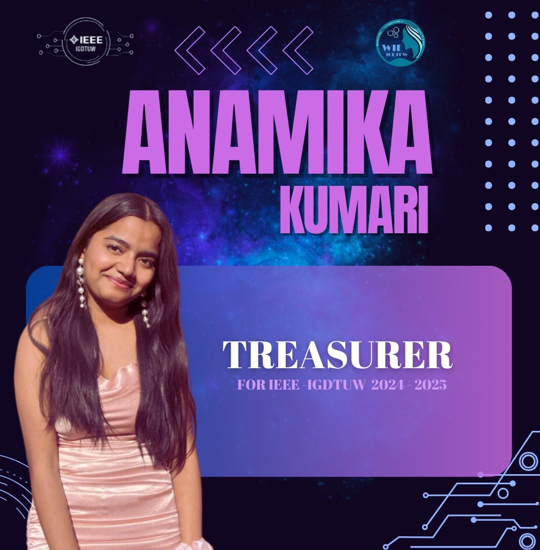 ieeeigdtuw's tweet photo. Meet Anamika Kumari, our new Treasurer!

Managing finances with precision and expertise, she's dedicated to driving growth and success. https://t.co/VRpFJvJkNZ