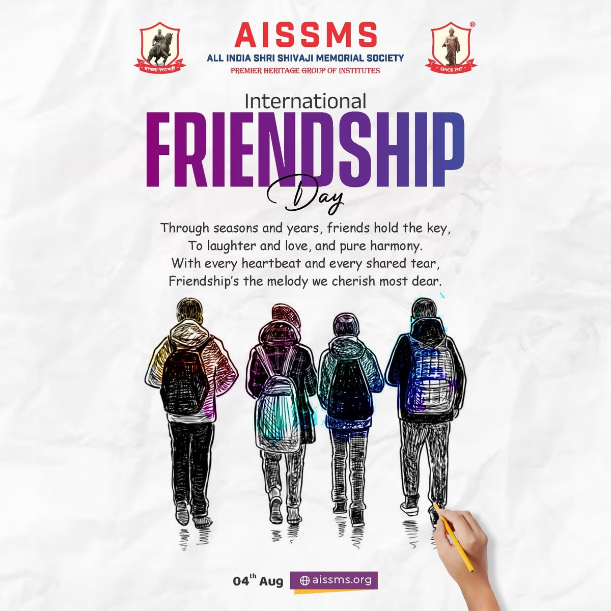 At AISSMS Society, we honor Friendship Day with deep gratitude and joy. Today, we celebrate the incredible bonds that brighten our lives and enrich our journey. Here’s to the friends who stand by us, making every moment memorable and every challenge easier.