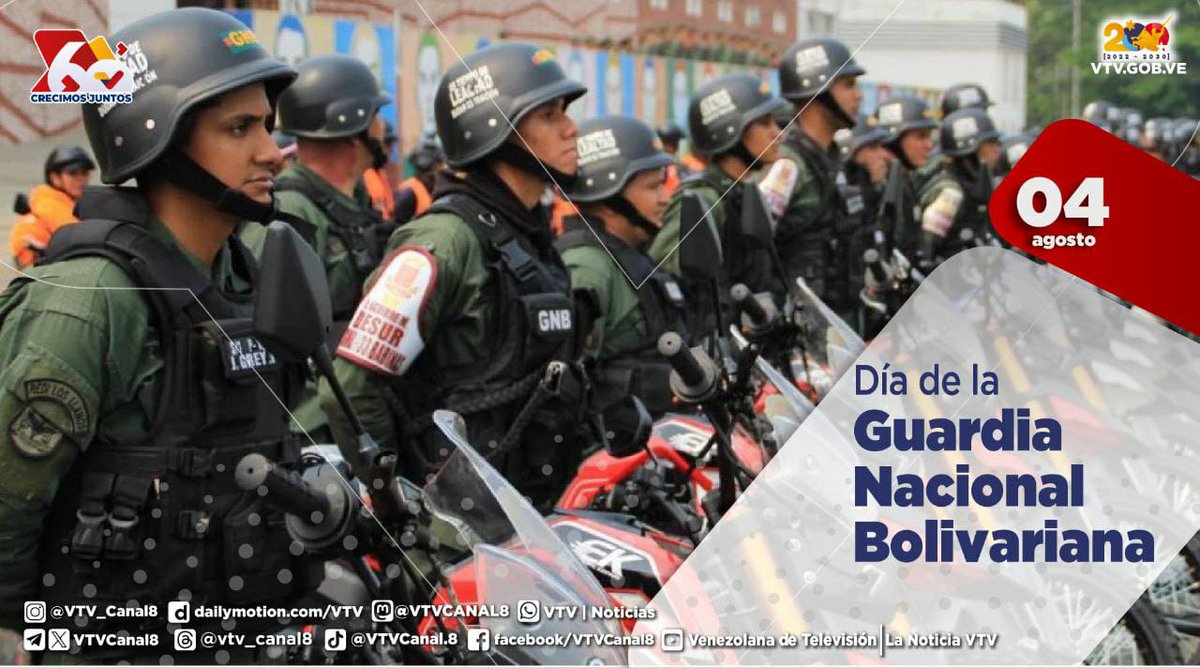 #EFEMÉRIDE🗓️| Hoy la Gloriosa Guardia Nacional Bolivariana celebra 87 años de su creación. Es una institución integrada por hombres y mujeres brillantes, garantes de salvaguardar el territorio nacional y asegurar su independencia y soberanía. 

#VenezuelaPazYJusticia