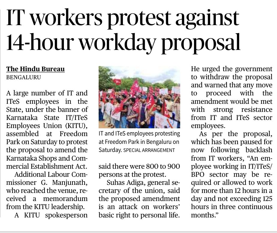 elizabethshilpa's tweet photo. Close to 1000 IT workers gathered at Freedom Park under the banner of @kitu_hq to protest the #14hourworkday bill https://t.co/HCHSxNu5ai
