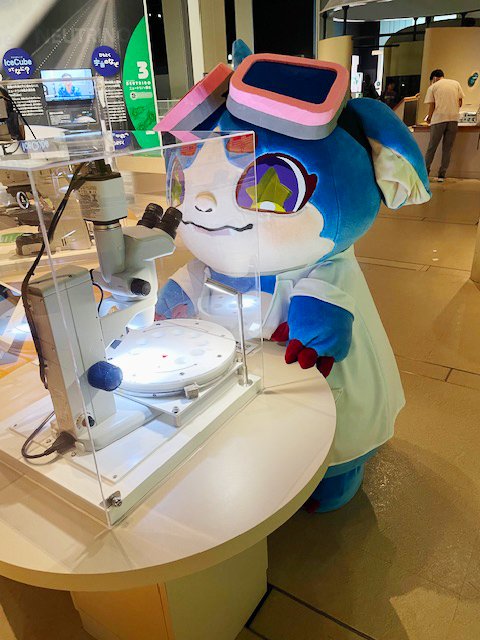 chiba_kagakuQ's tweet photo. ドクターアスが #千葉市科学館 にやってきた☆
今日は館長とお話したよ！
科学館の展示でお勉強もしたよ♪

#ドクターアス #次はどこに行こうかな https://t.co/r9iQllNUQ1