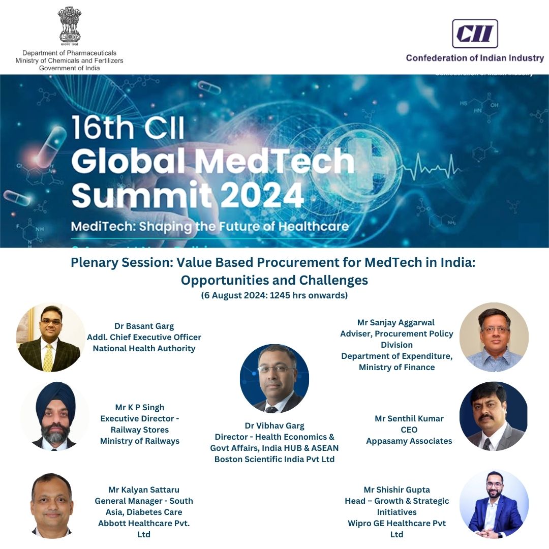 "Excited to announce the incredible lineup of speakers at the 16th CII Global Medtech Summit! Join us to hear from the best in the industry on 6 August'24
Register Here! cam.mycii.in/ORNew/Registra…
 #medicaldevices #valueprocurement #makeinindia  #cii4health #HealthcareInnovation