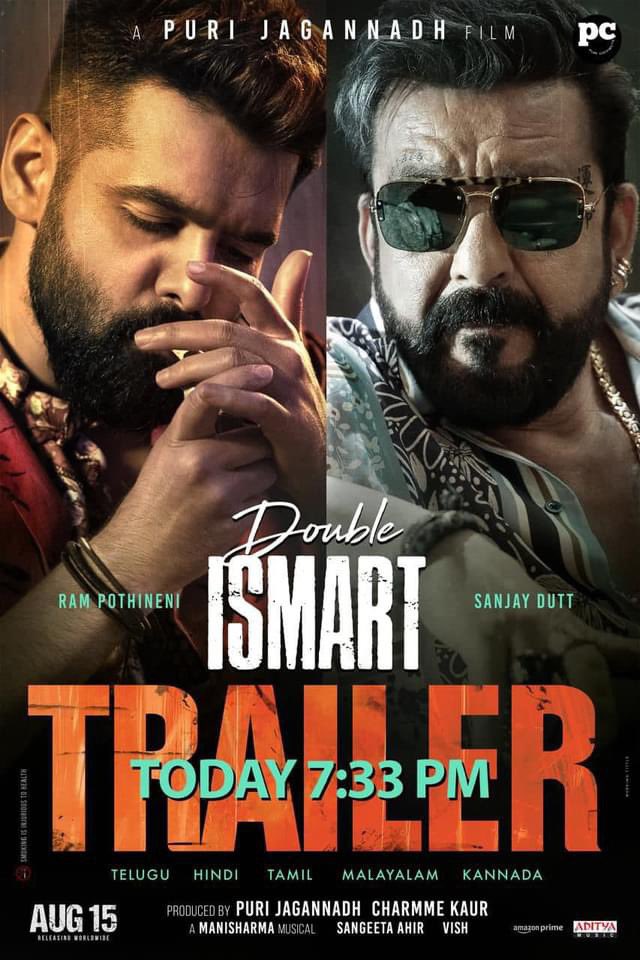 IAMDirRAM's tweet photo. #DoubleiSmartTrailer Explodes TODAY @ 7:33 PM💥💥💥 @Primeshowtweets @PuriConnects @Niran_Reddy @Chaitanyaniran @ramsayz 🫶🏼@duttsanjay 🔥 #DoubleBlockbuster #200CR+ #Loading 💐#Ustad #Ismart https://t.co/uNRWzMt6ux