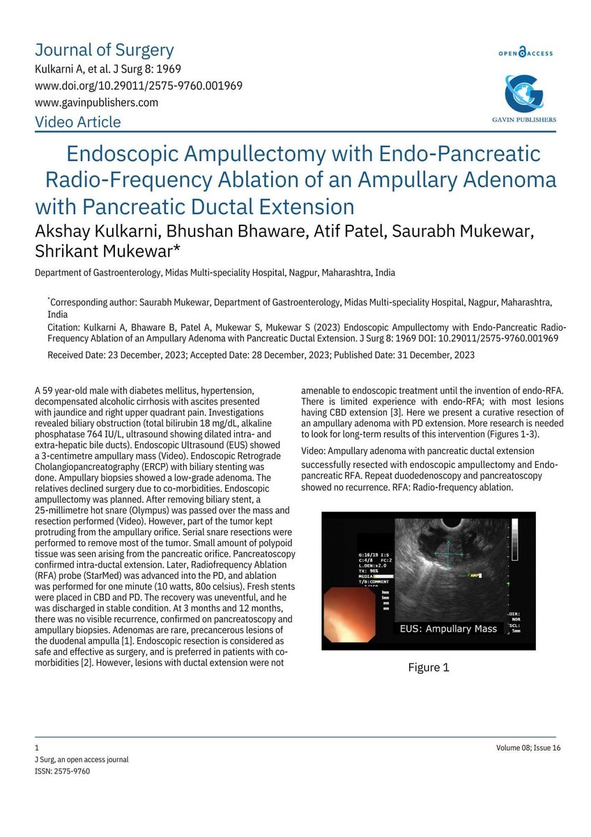 saurabhmukewar's tweet image. Successful endoscopic ampullectomy with RFA of pancreatic duct —> RO resection.