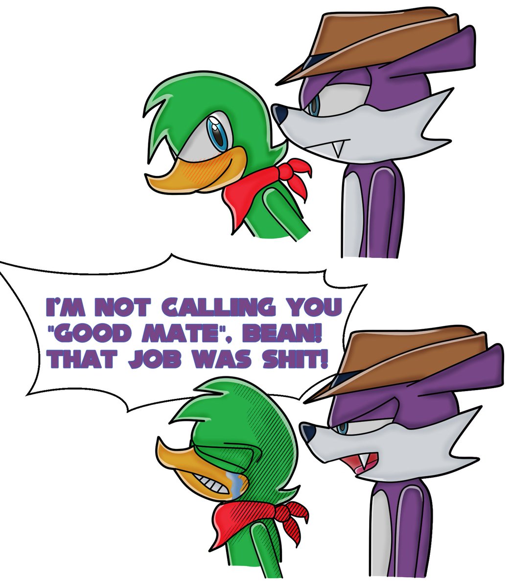 luigidile7's tweet image. Thought The Background Guy Looked Like A Bird, And It Was A Good Excuse To Draw In A Sonic Style #SonicTheHedghehog #BeanTheDynamite #FangTheHunter