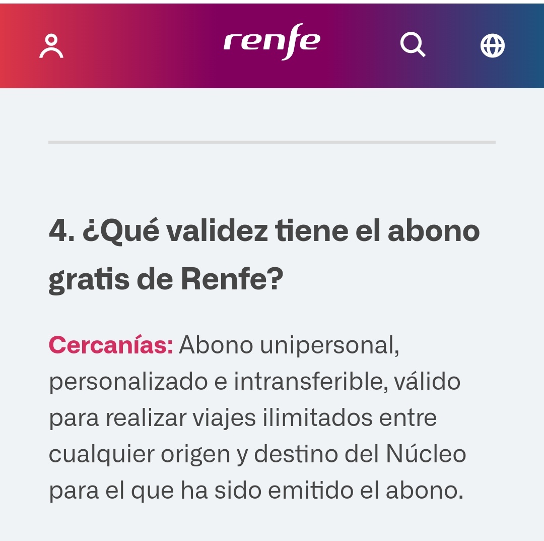 Hola <a href="/Renfe/">Renfe</a>, ¿esto significa que ya no es obligatorio que las estaciones de origen y destino sean las mismas en todos los viajes de un mismo abono recurrente de Cercanías?

renfe.com/es/es/grupo-re….
