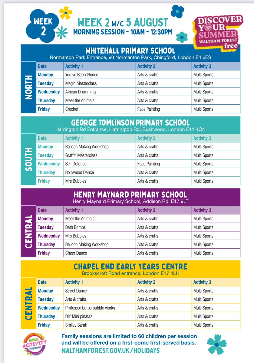 Wednesday 7th August 10am-12.30pm

Whitehall Primary School #Chingford

Free drop in #Africandrumming for 5-11 year olds resident in Waltham Forest
