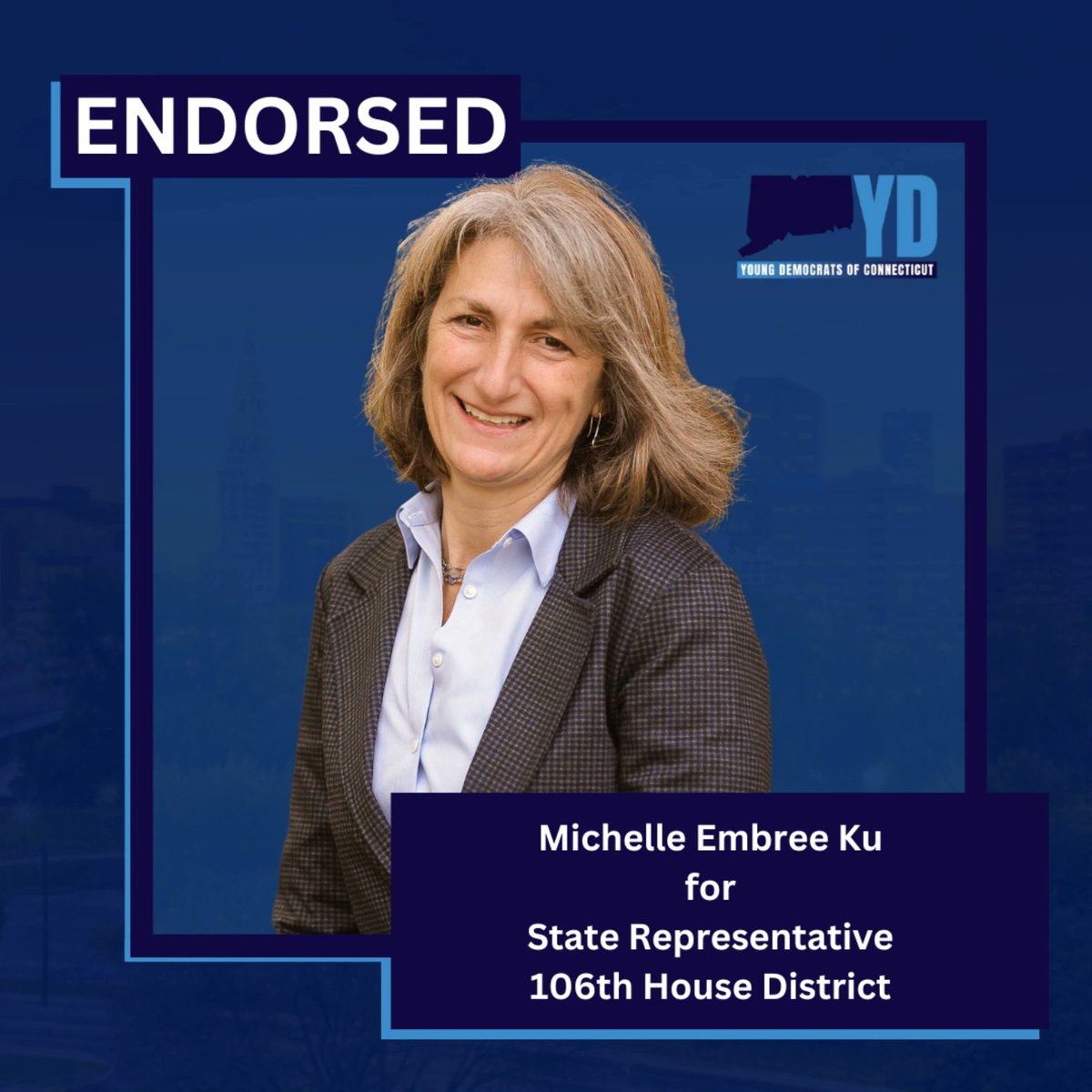 EmbreeKu's tweet image. It's an honor to be endorsed by Connecticut Young Dems. Our next gen dems are invested in a better future for Connecticut, and I am here for it! Thank you, CT YD!
