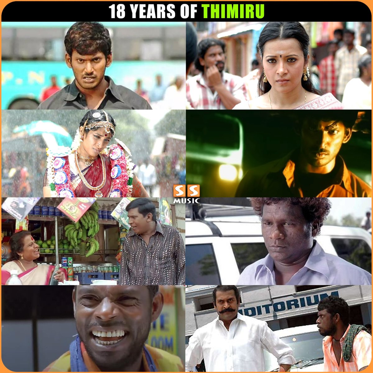SSMusicTweet's tweet photo. Celebrating 18 Years of Blockbuster #Thimiru 💥
.
@VishalKOfficial #Reemasen #Sriyareddy @thisisysr #TarunGopi #18YearsofThimiru #ThimiruMovie #Vishal #YuvanShankarRaja #SSMusic https://t.co/oFGsQqEPix