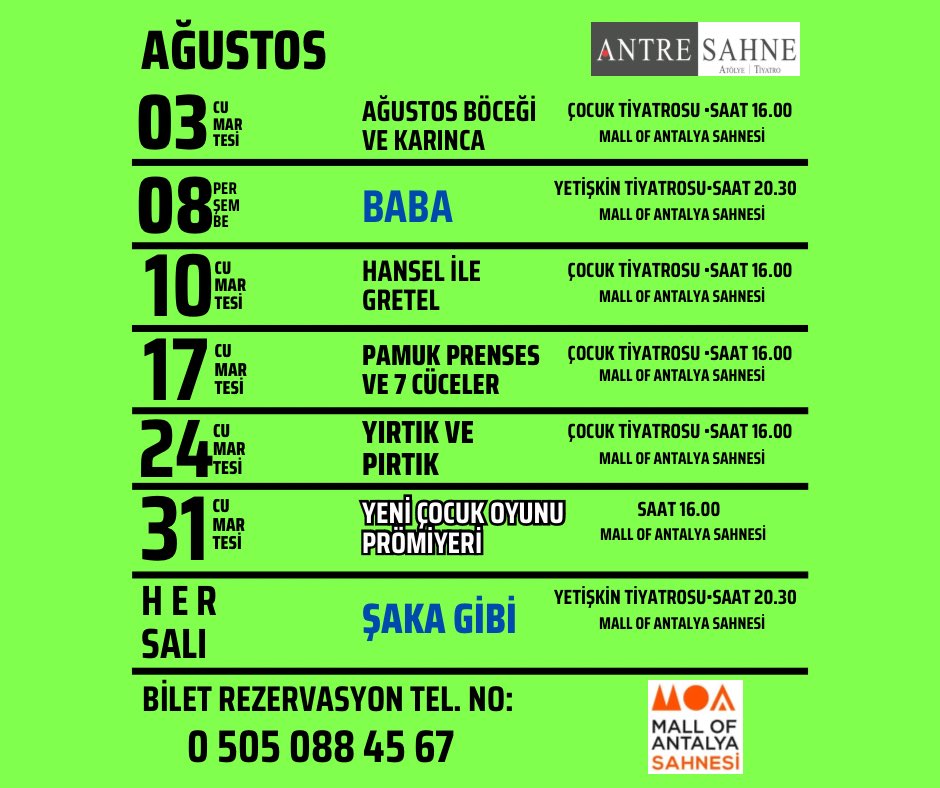 antresahne's tweet photo. AĞUSTOS PROGRAMI! https://t.co/fCNaCsfclz
