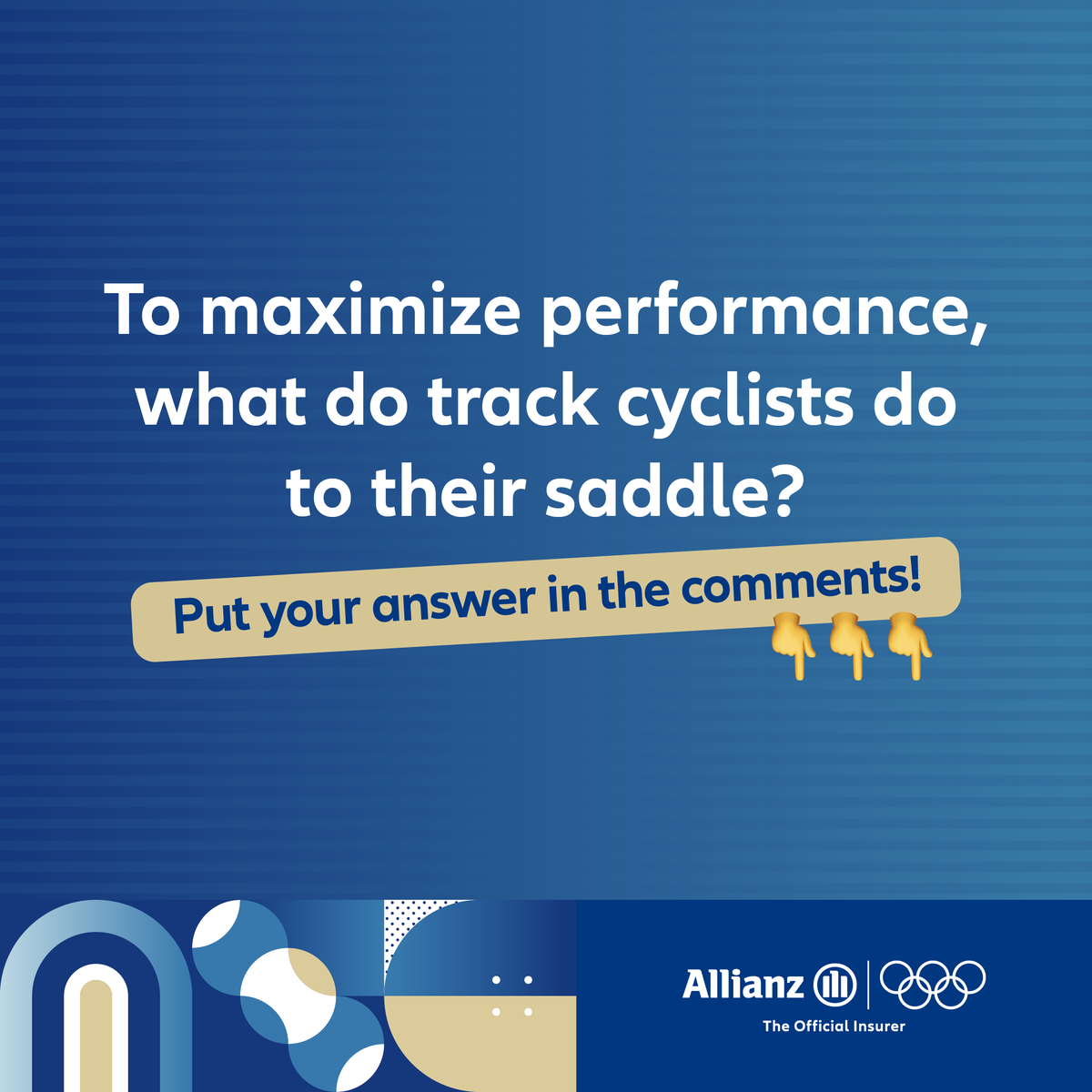 Olympics's tweet photo. Think you’re a track cycling whiz? Challenge yourself with our quiz and share your answers below. Ready to dive deeper? Get ready for track cycling. 👉 https://t.co/H11KFBa2Ms 🚲
#Cycling #GetReadyForTheBest #Paris2024 #Olympics #ReadyParisGo #Allianz https://t.co/VNV4cUrw7l