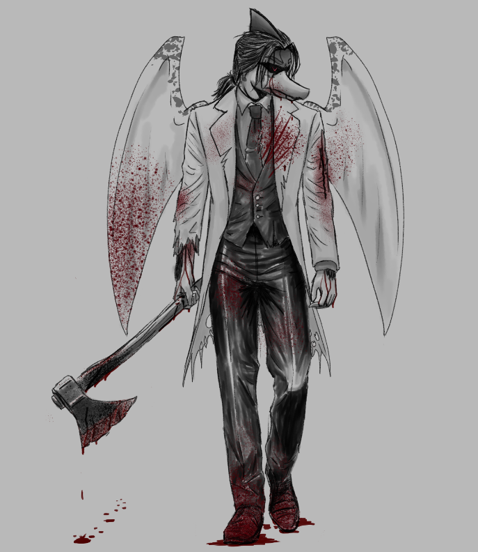 Purplekatsnek's tweet photo. A Rough night in St. Hammonds. T. Iadakan doesnt take chances. Everything contains its own colors of life. (game spoiler possibly) #snoot #wani #iwhtg #iadakan #ptero #axe https://t.co/PYFfe2j8DA