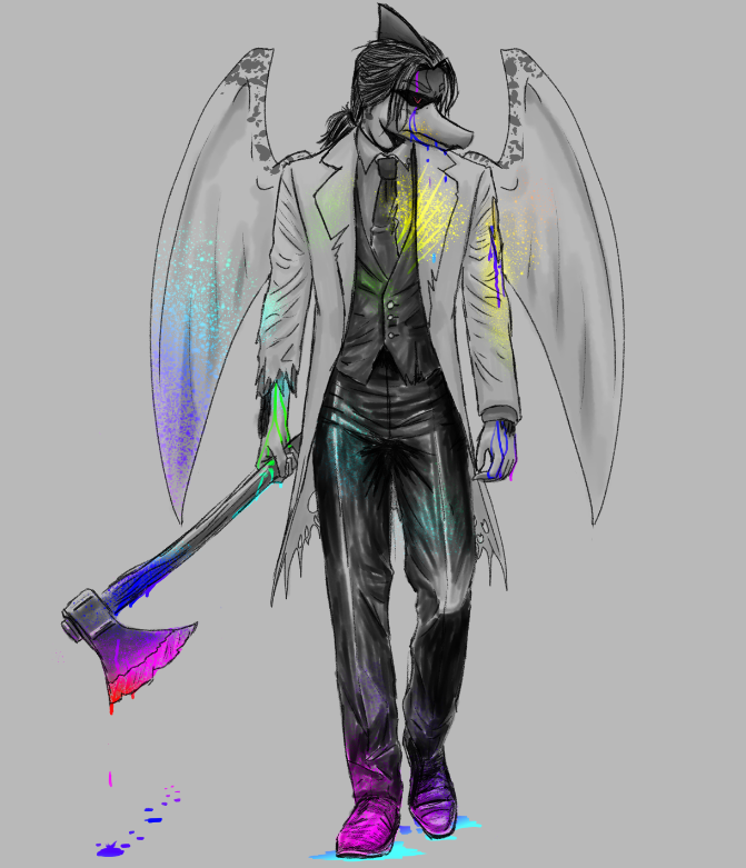 Purplekatsnek's tweet photo. A Rough night in St. Hammonds. T. Iadakan doesnt take chances. Everything contains its own colors of life. (game spoiler possibly) #snoot #wani #iwhtg #iadakan #ptero #axe https://t.co/PYFfe2j8DA