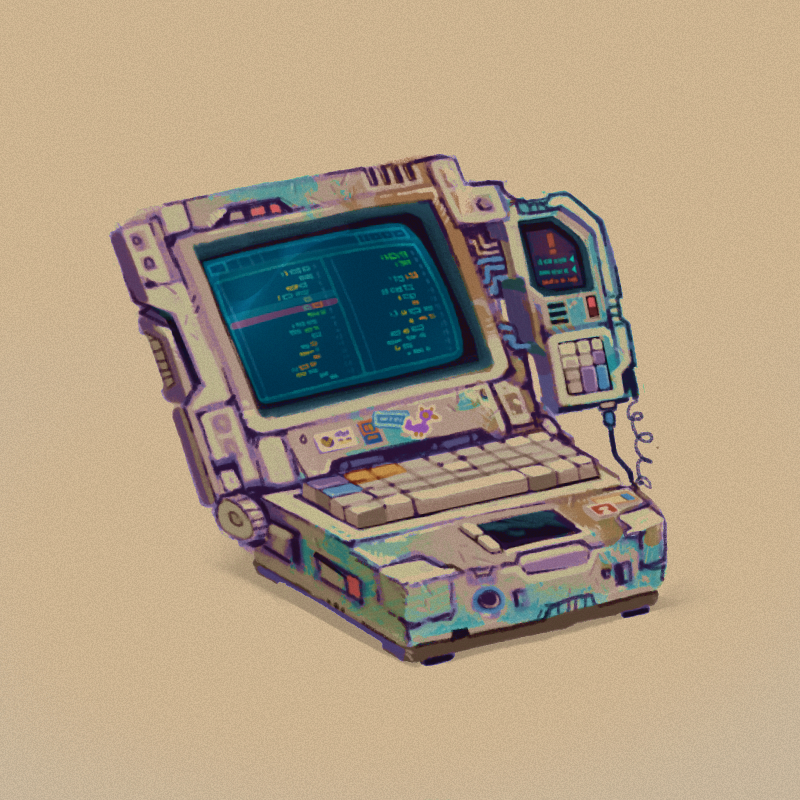 「retro cyberdecks ready to  #sketches #il」|krzymskyのイラスト