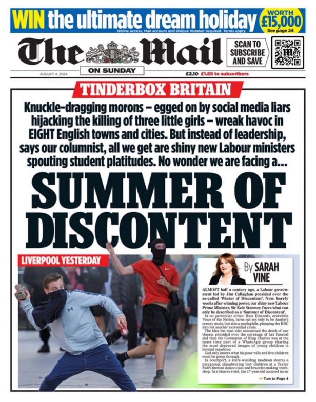 Sarah Vine is RIGHT!
These riots are NOT the fault of us Tories but the fault of:
Keir Starmer
Striking doctors
Bearded teachers
Drag queens
Vegans
Cyclists
Moths
Wrap singers
Gary Lineker
Victoria Gloucestershire
Strictly Come Dancing
Huw Edwards
Les Dennis
Squirrels
&amp; fleas!
😡