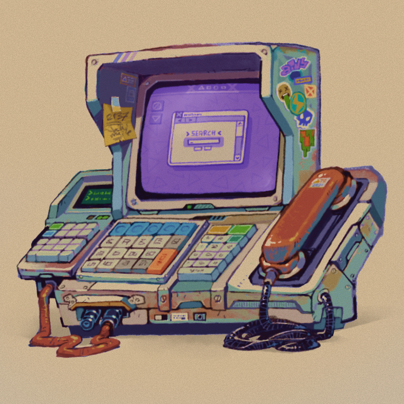 「retro cyberdecks ready to  #sketches #il」|krzymskyのイラスト